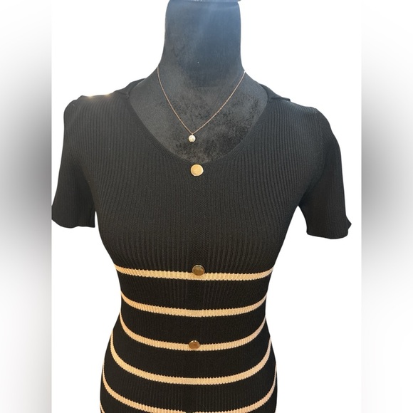 Black and Tan Striped Maxi Dress-NWT - Picture 8 of 9